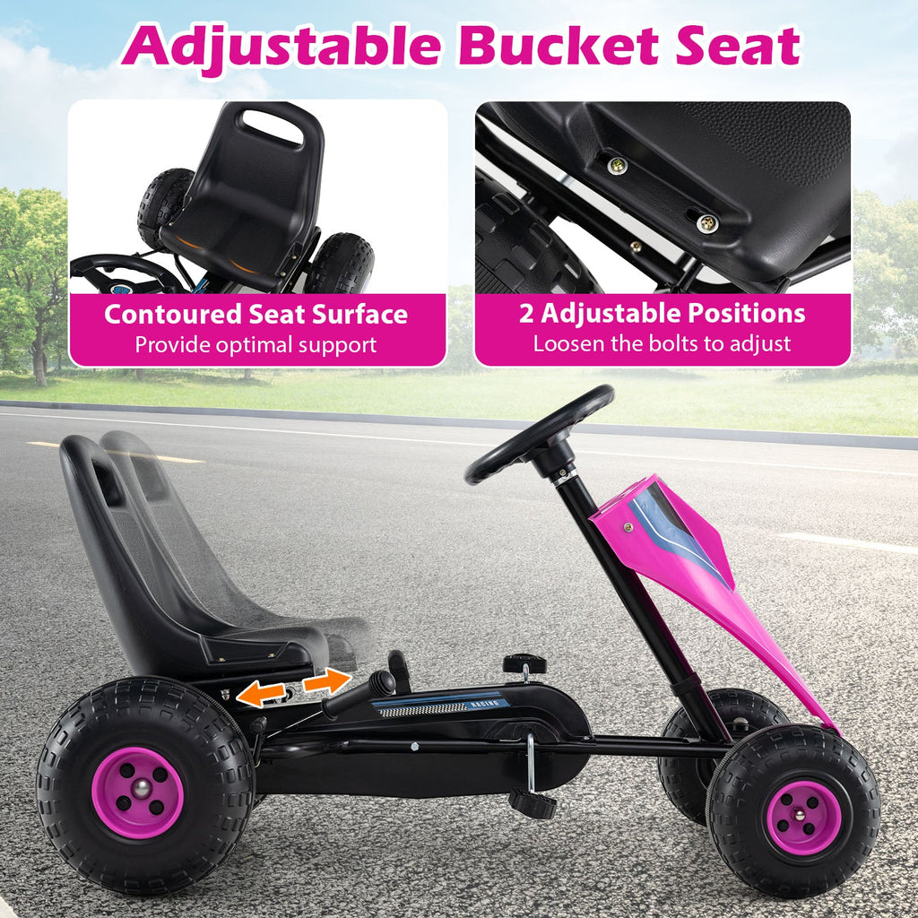Kids Pedal Go-Kart with Dual Control Modes & Adjustable Seat