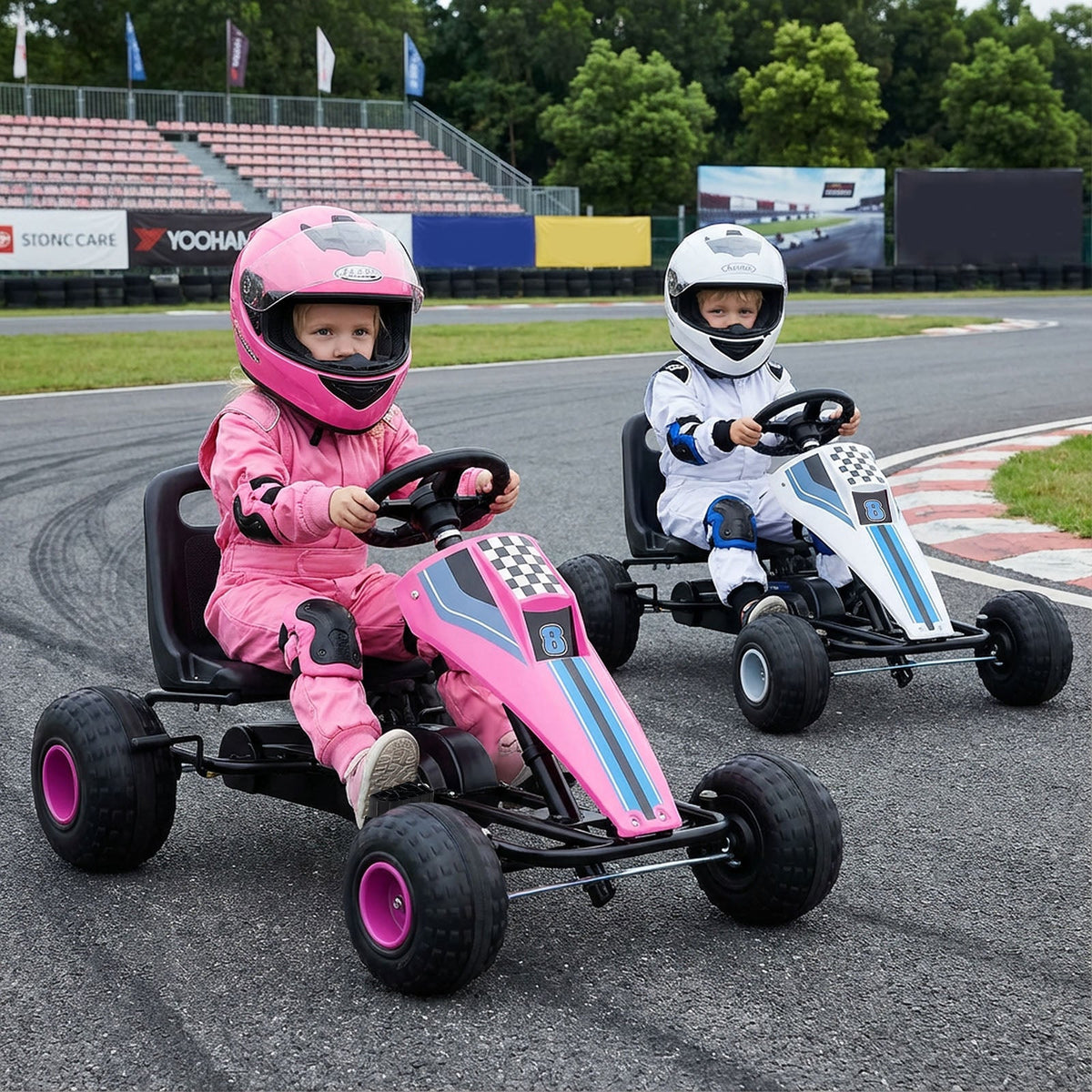 Kids Pedal Go-Kart with Dual Control Modes & Adjustable Seat