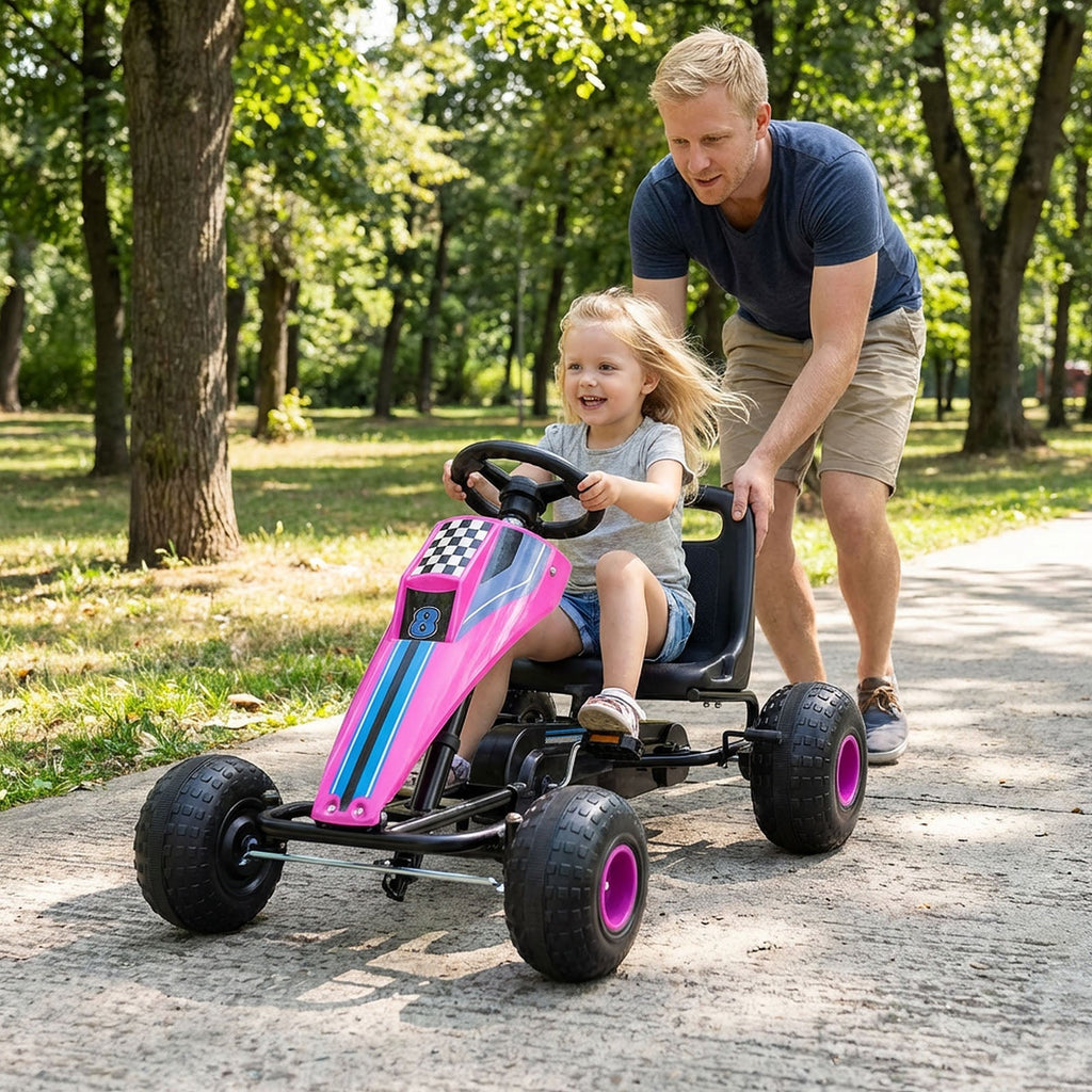 Kids Pedal Go-Kart with Dual Control Modes & Adjustable Seat