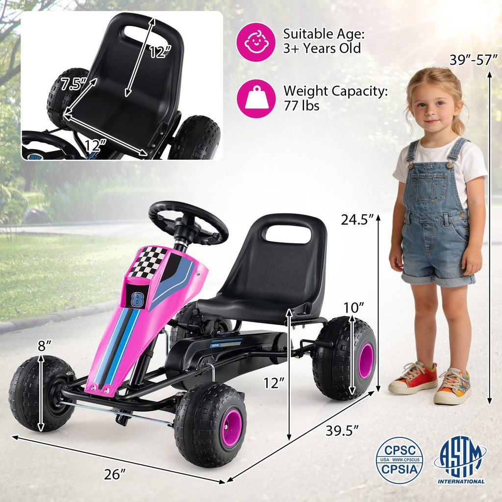 Kids Pedal Go-Kart with Dual Control Modes & Adjustable Seat