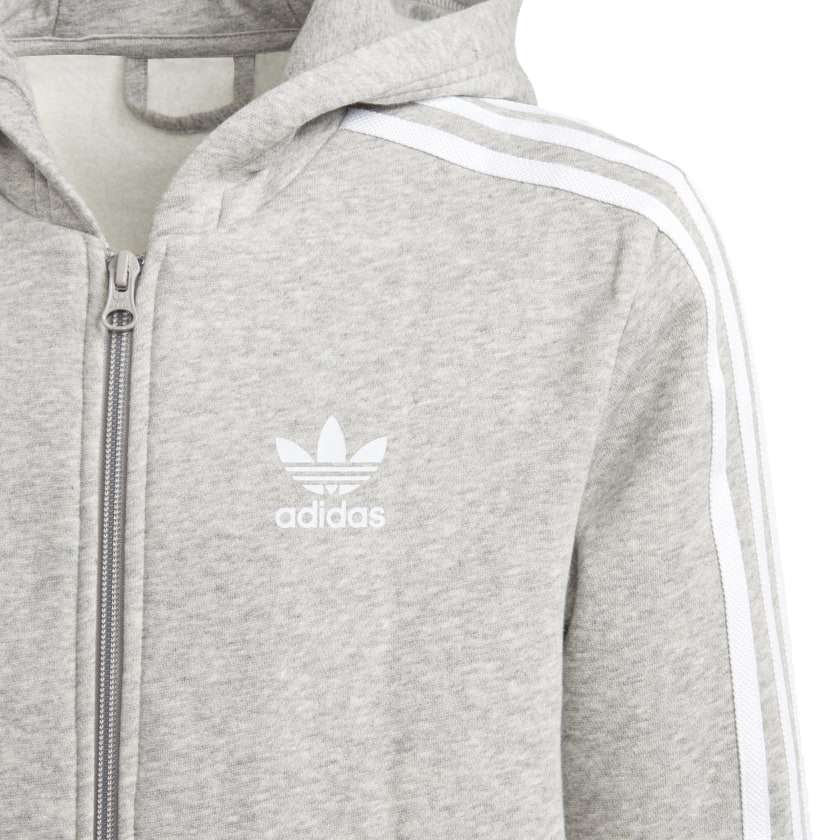 adidas Originals Kids' Trefoil Full-Zip Hoodie - Medium Grey Heather / White (DH2702)