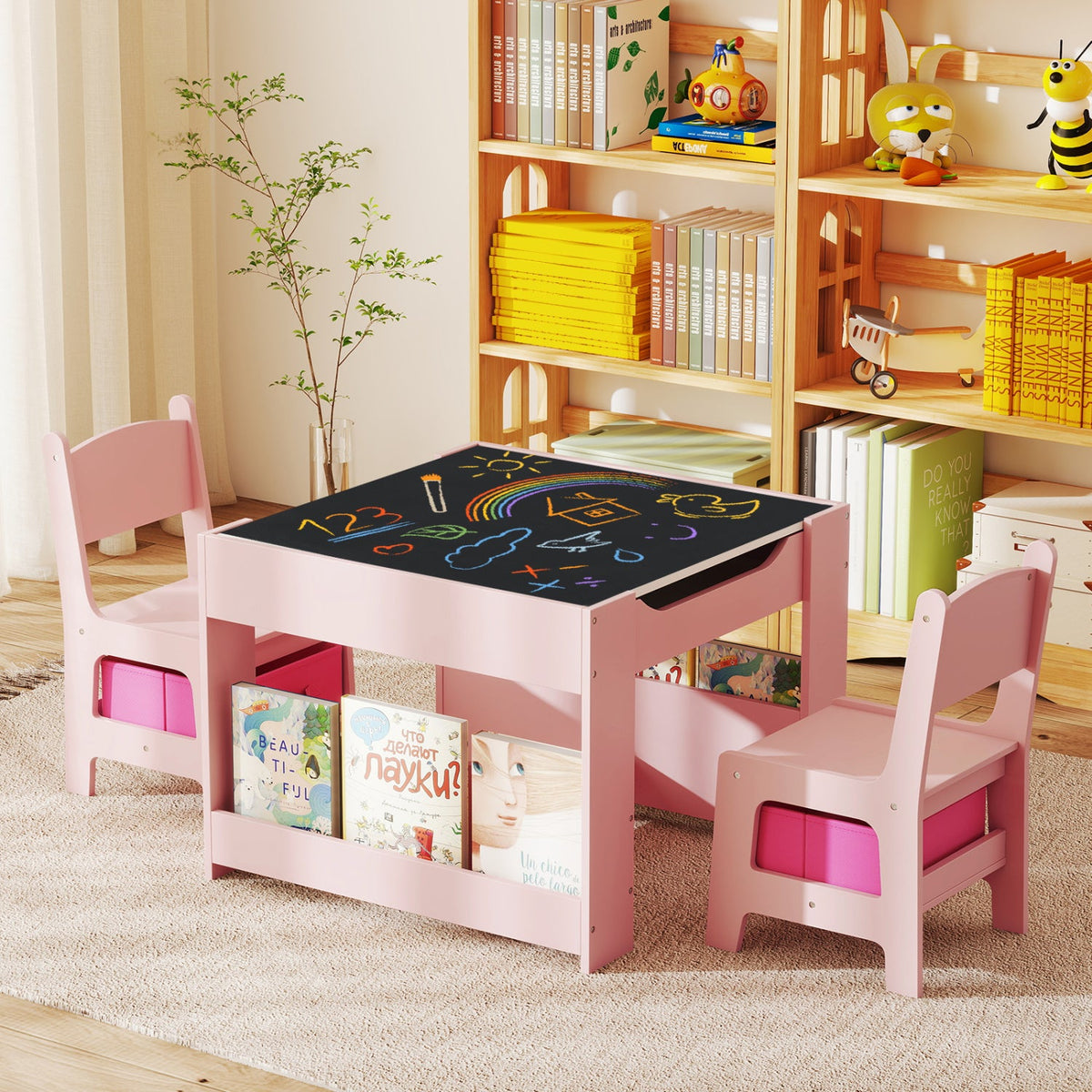 4-in-1 Kids Activity Table & 2 Chairs Set
