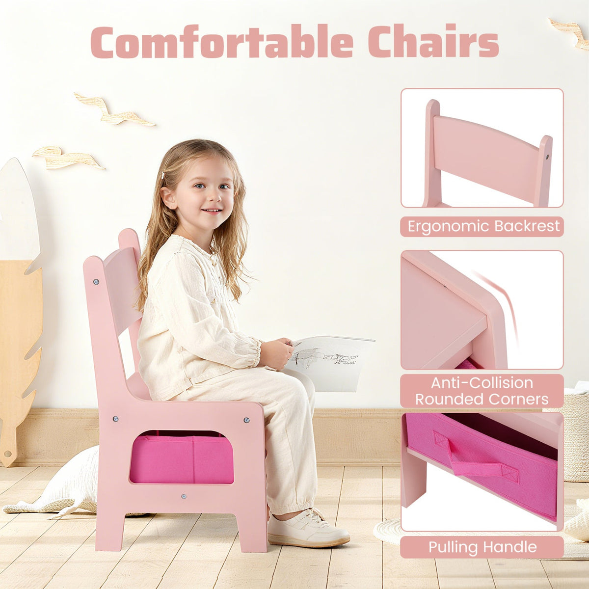 4-in-1 Kids Activity Table & 2 Chairs Set