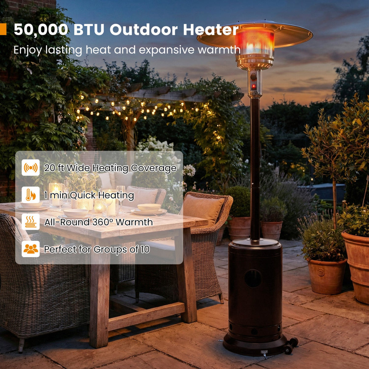 50,000 BTU Propane Patio Heater