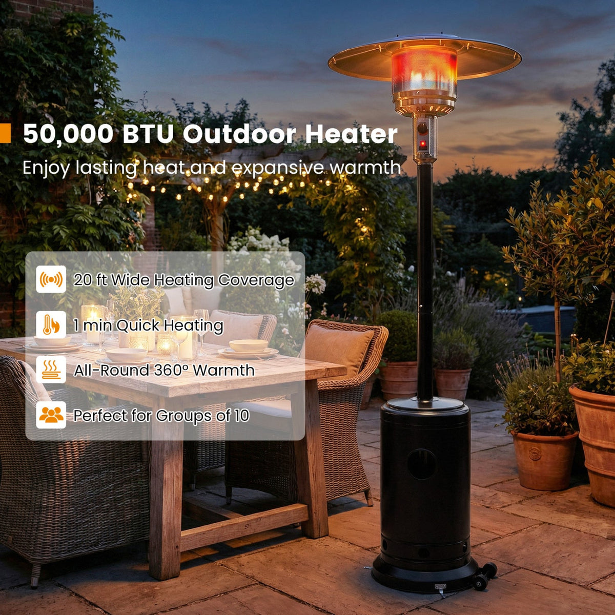 50,000 BTU Propane Patio Heater