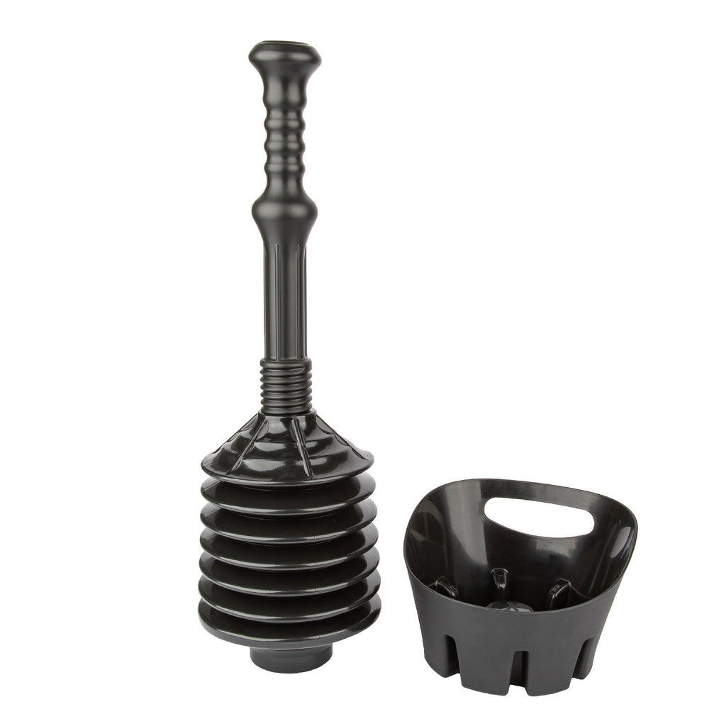 Antimicrobial Bellows Accordion Toilet Plunger with Storage Tray
