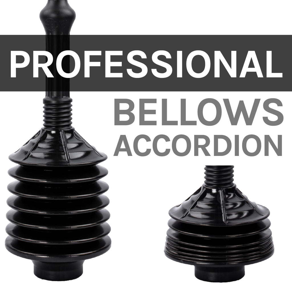 Antimicrobial Bellows Accordion Toilet Plunger with Storage Tray