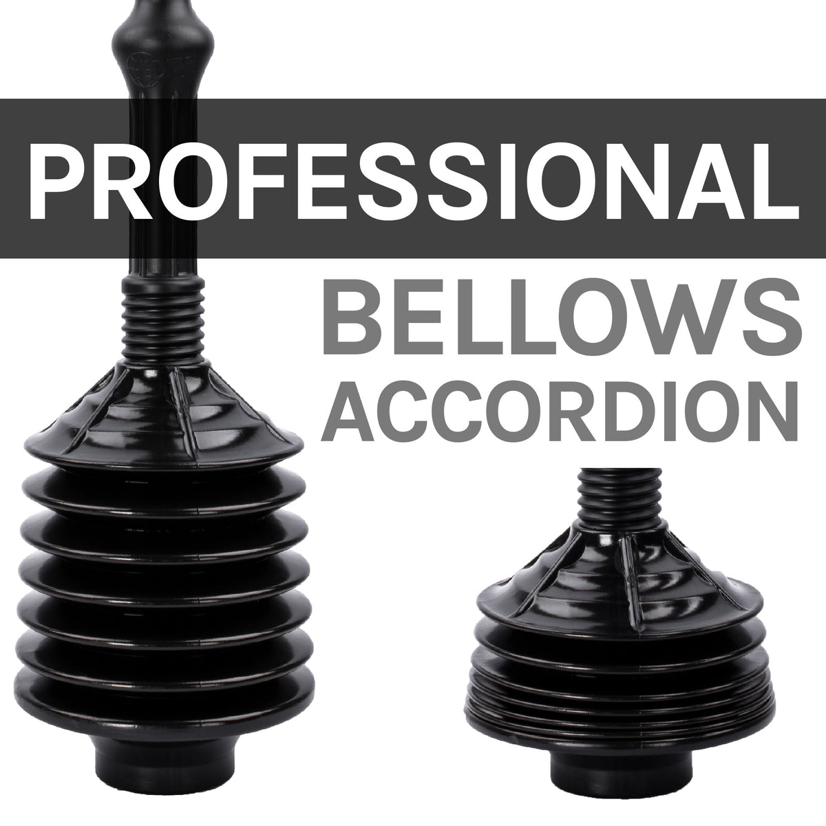 Antimicrobial Bellows Accordion Toilet Plunger with Storage Tray