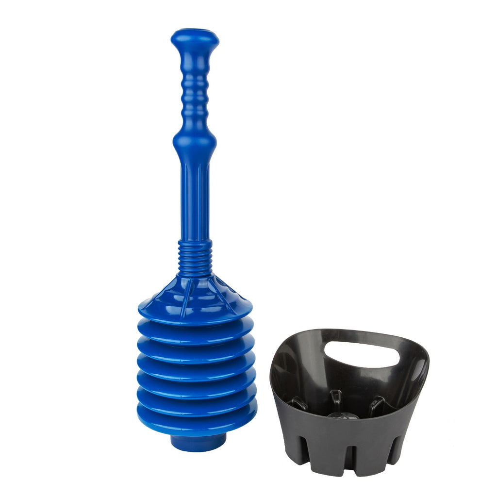 Antimicrobial Bellows Accordion Toilet Plunger with Storage Tray