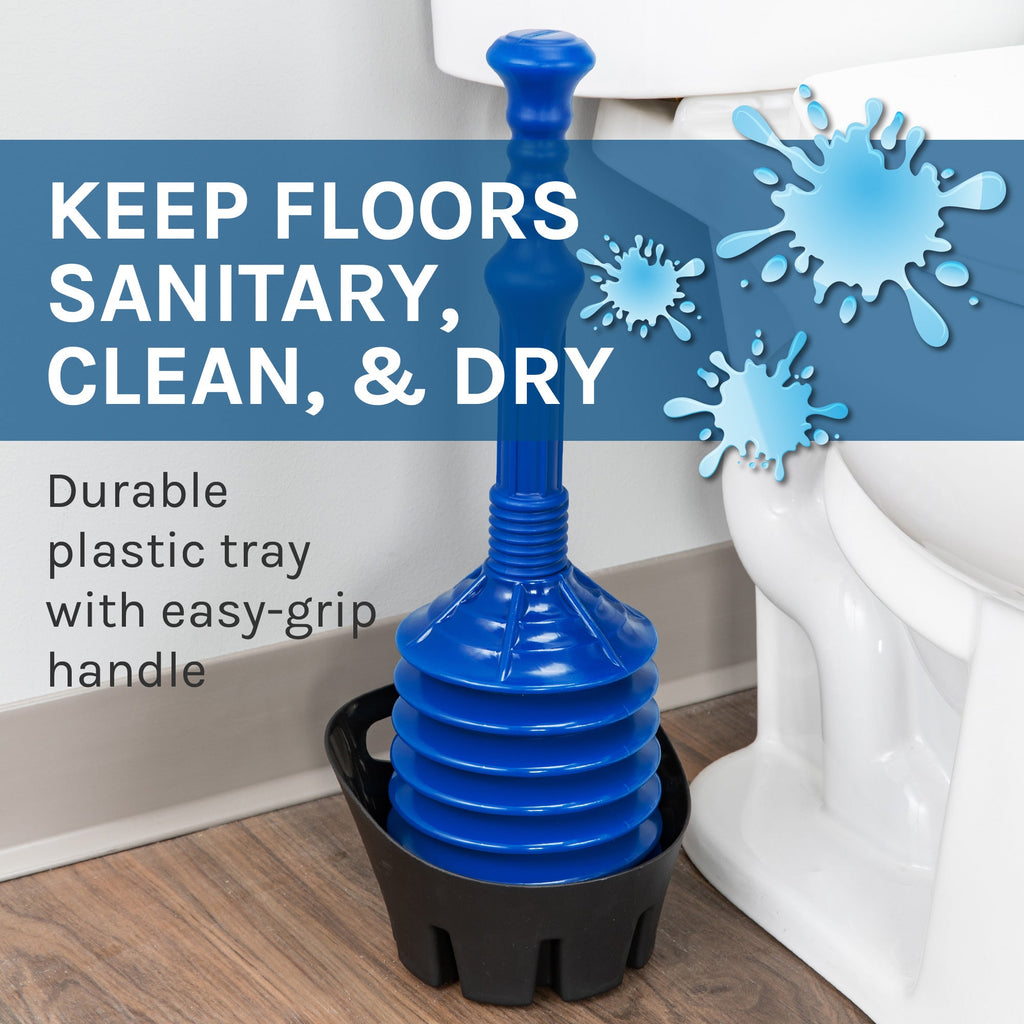 Antimicrobial Bellows Accordion Toilet Plunger with Storage Tray