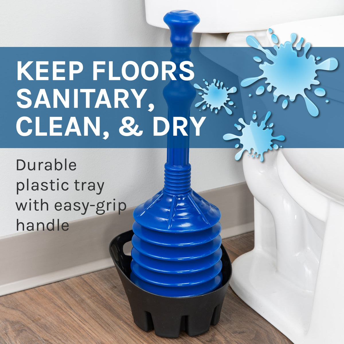 Antimicrobial Bellows Accordion Toilet Plunger with Storage Tray