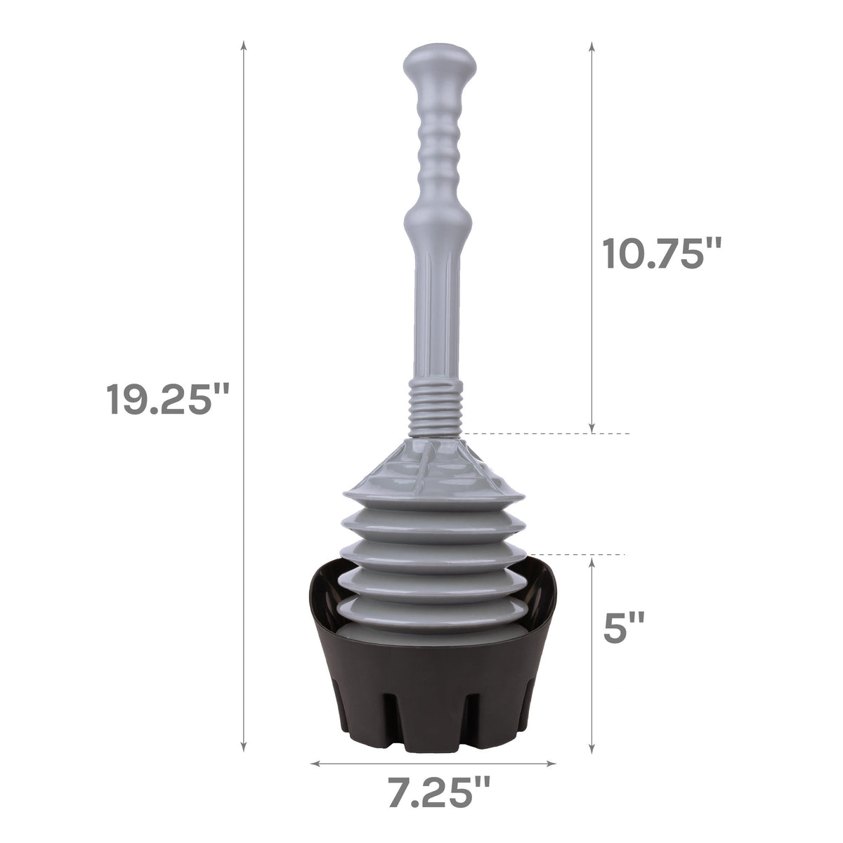 Antimicrobial Bellows Accordion Toilet Plunger with Storage Tray