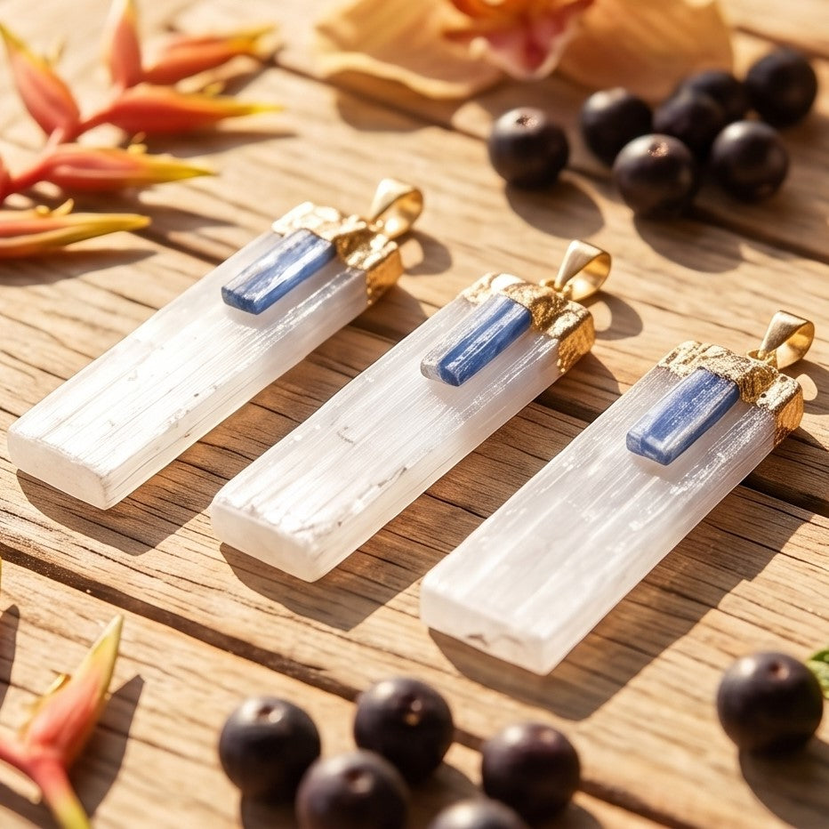 Selenite & Blue Kyanite Pendant
