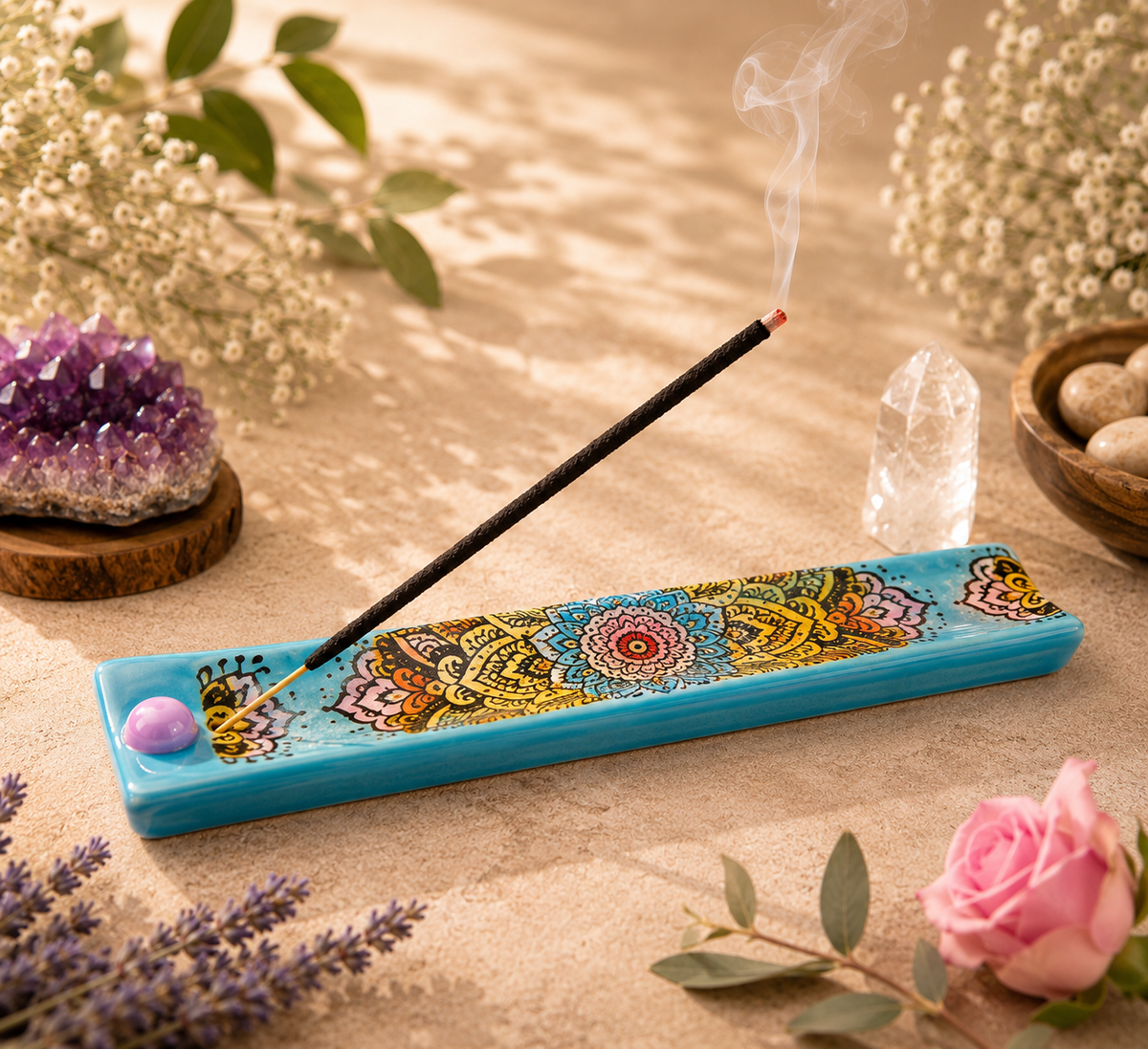 Handpainted Ceramic Incense Holder