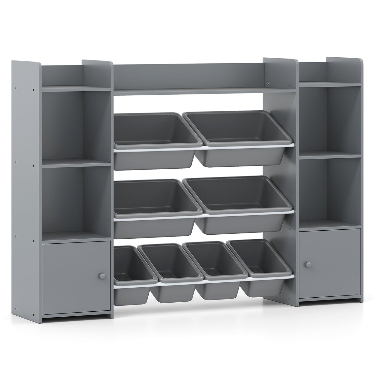 Kids Toy Storage Organizer with Bins, Cubbies & Cabinet Doors