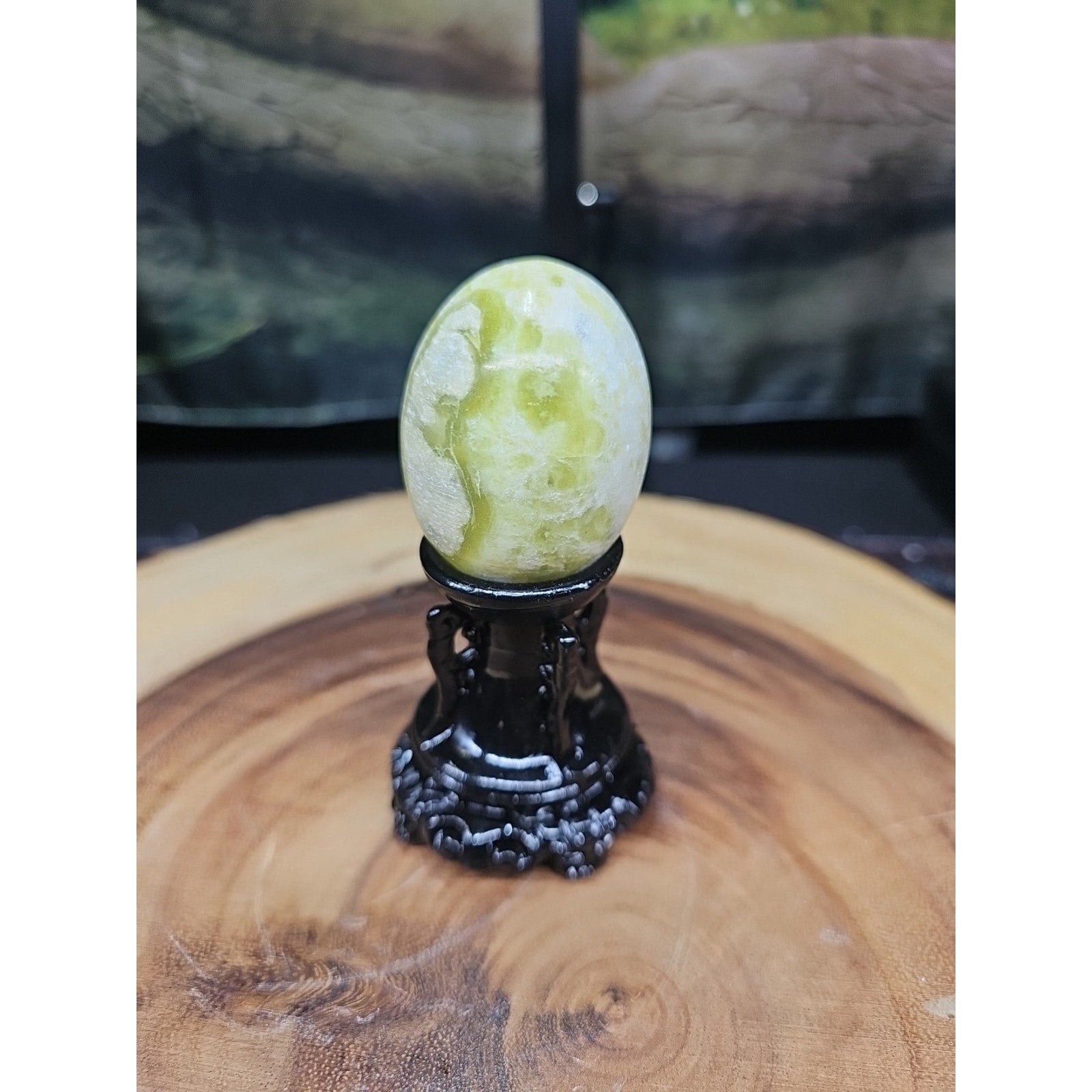 Lantian Jade Crystal Egg with Stand | Natural Polished Stone from China