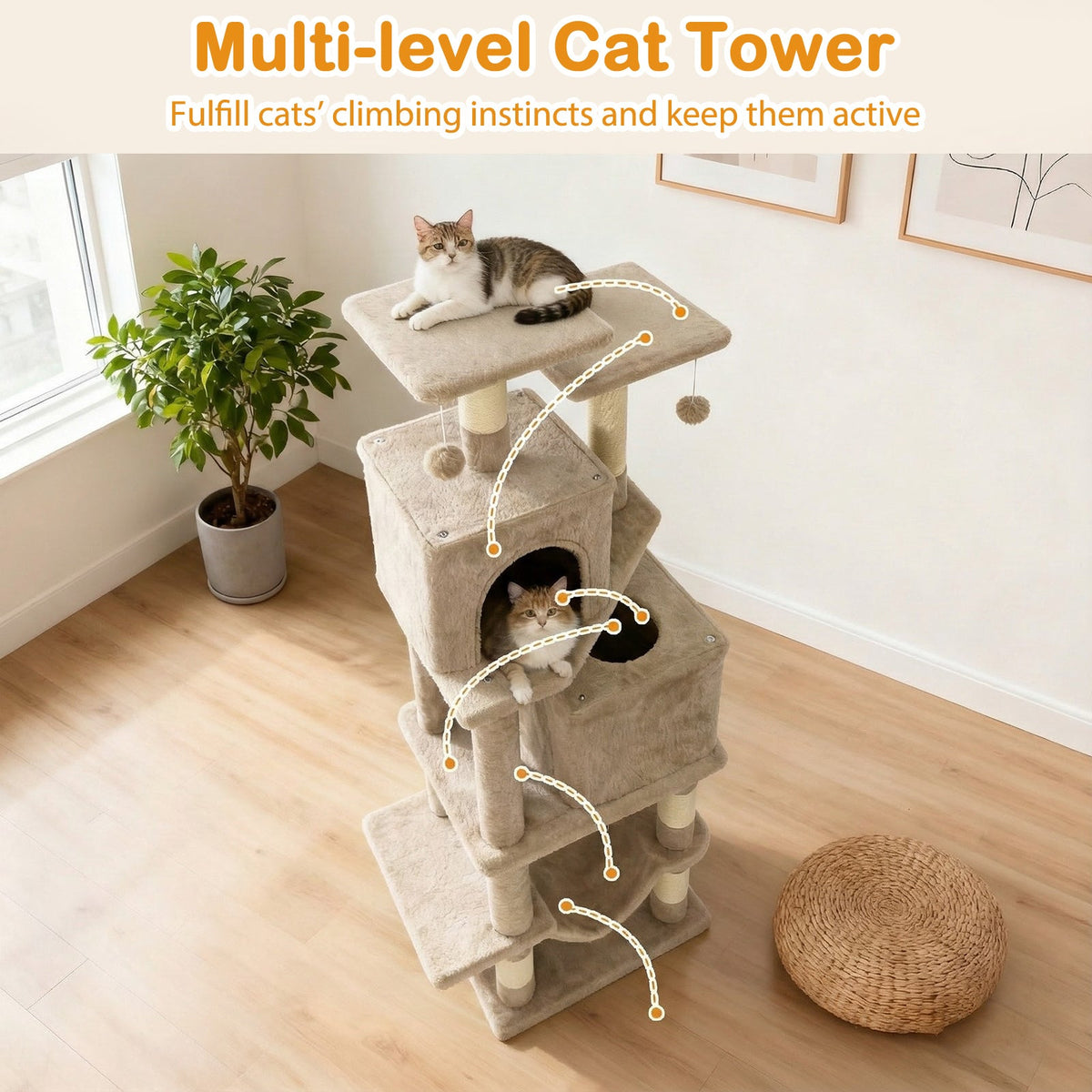 57-Inch Multi-Level Cat Tree