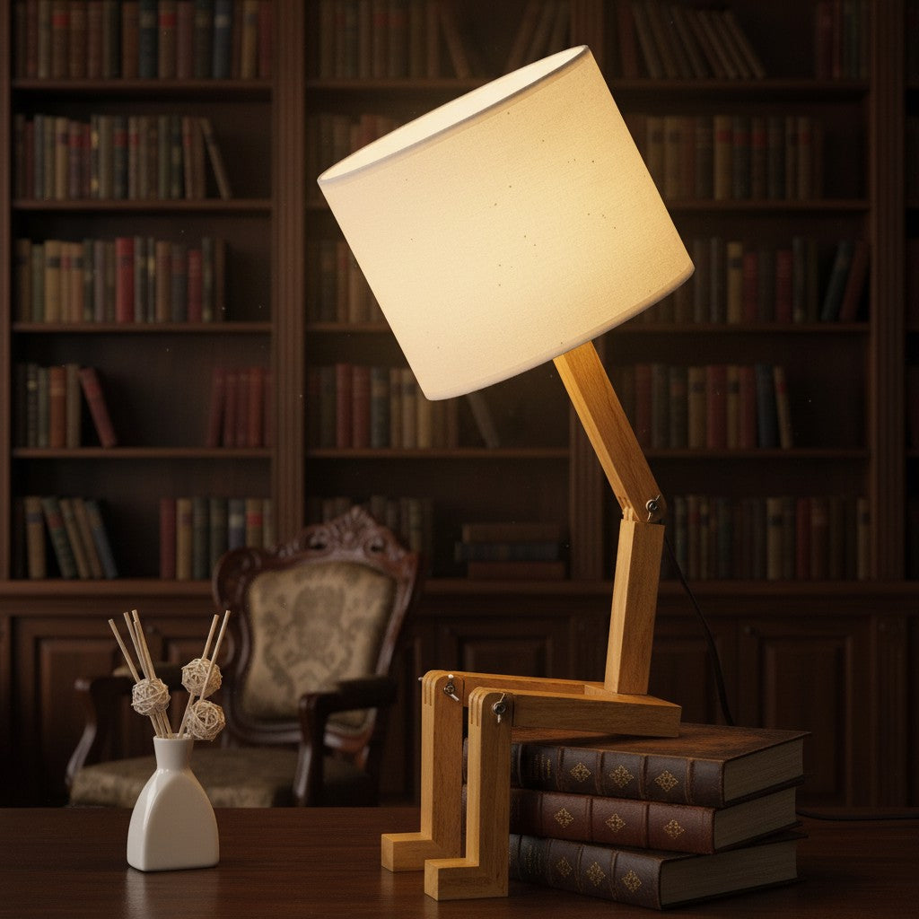 Foldable Shape-Changing Wooden Desk Lamp – Creative Ambient Light for Bedroom, Study & Living Room