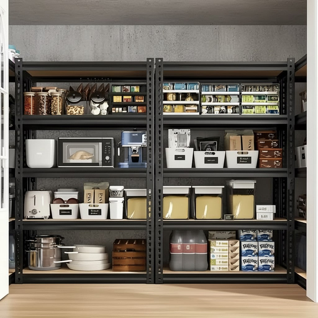 Heavy Duty Metal Garage Shelving Rack – 4/5/6-Tier Adjustable Steel Shelf | 2000+ lbs | Black & Silver