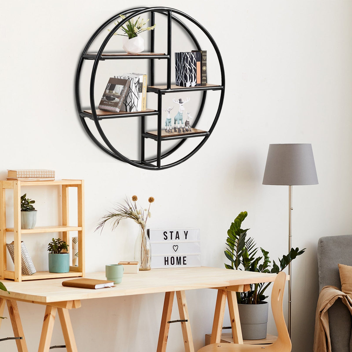 22" Circular 4-Tier Wall Shelf