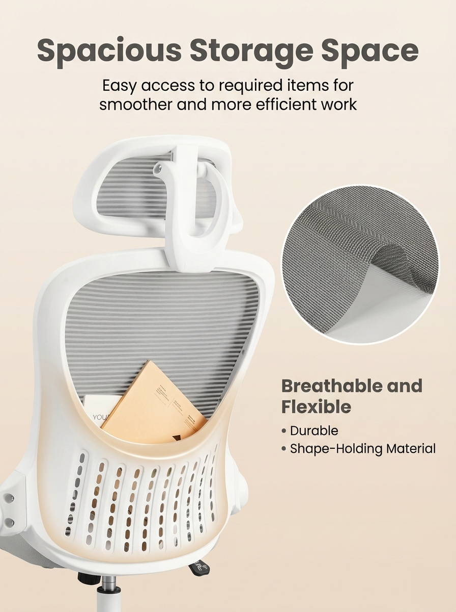 Ergonomic High-Back Mesh Office Chair – Adjustable Lumbar Support & Headrest | Grey, Black, Pink