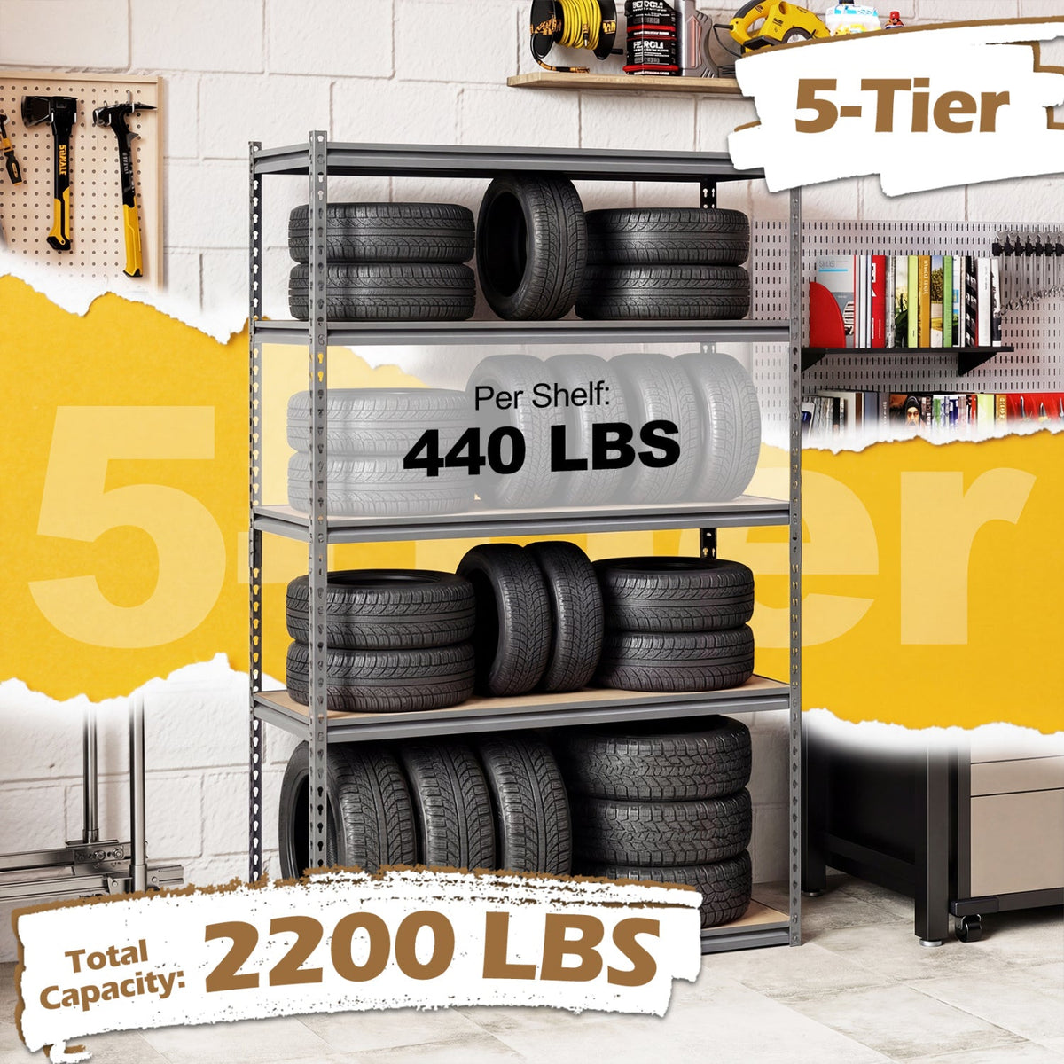 5-Tier Metal Garage Shelving Unit