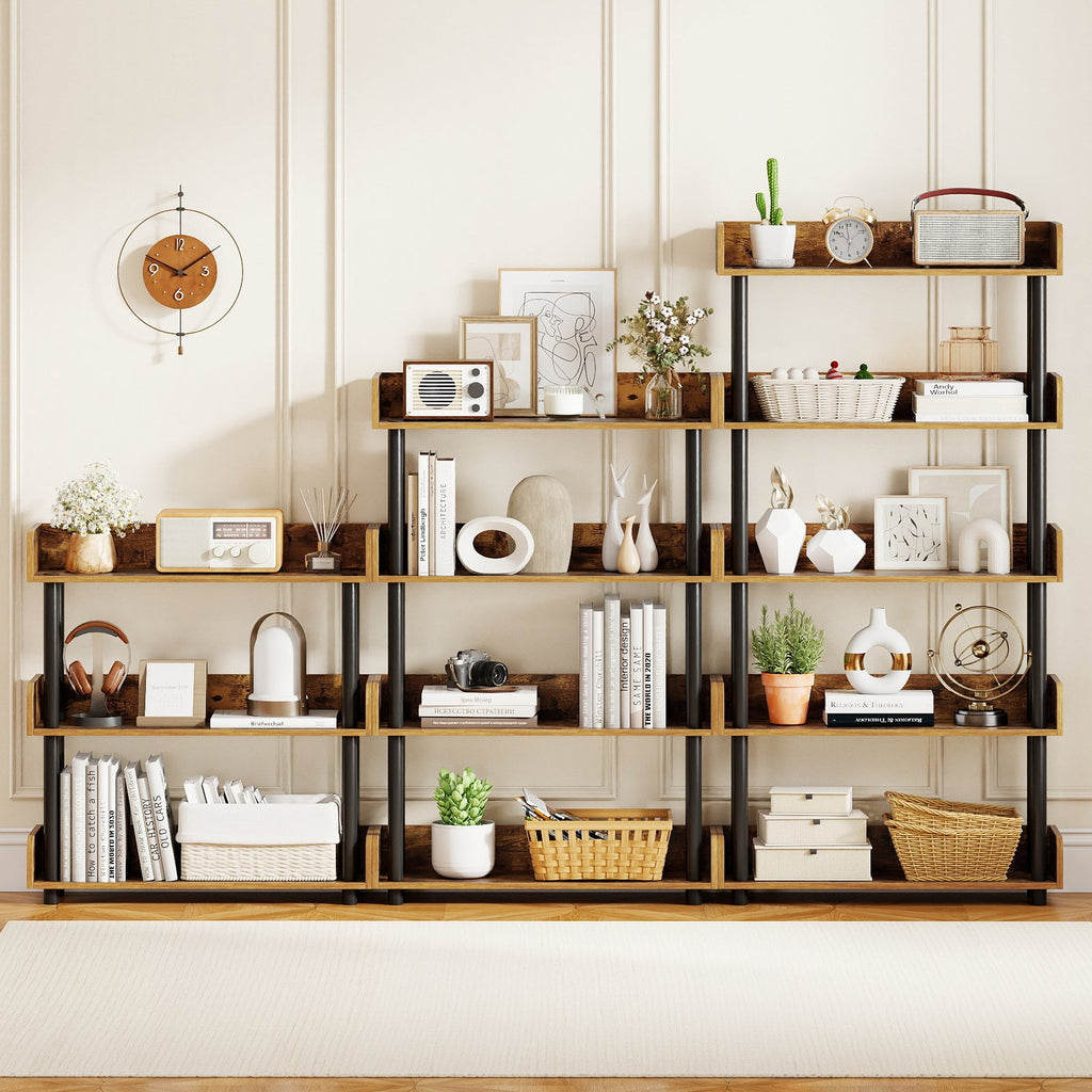 5-Tier Industrial Bookcase with Open Shelves
