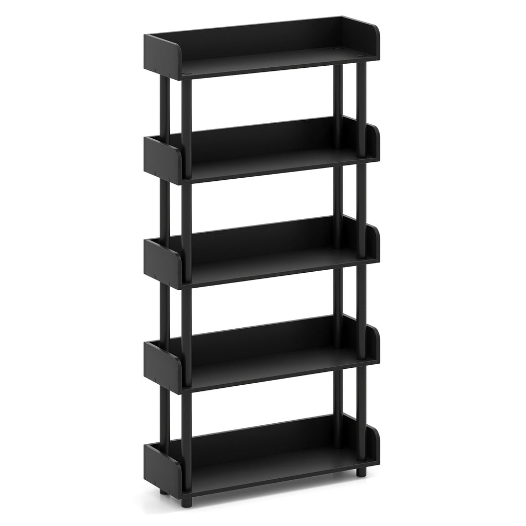 5-Tier Industrial Bookcase with Open Shelves