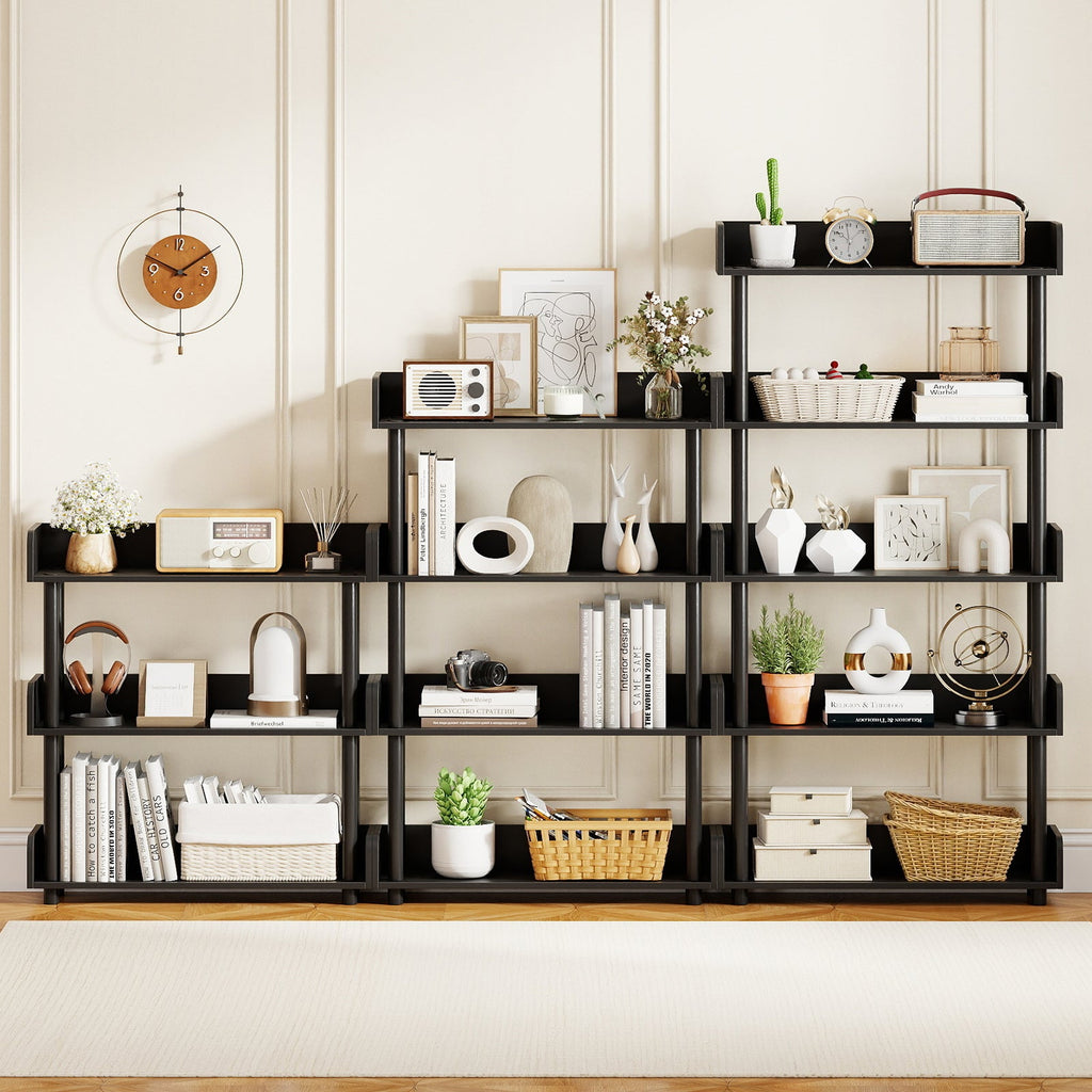 5-Tier Industrial Bookcase with Open Shelves