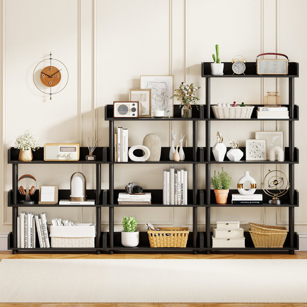 5-Tier Industrial Bookcase with Open Shelves