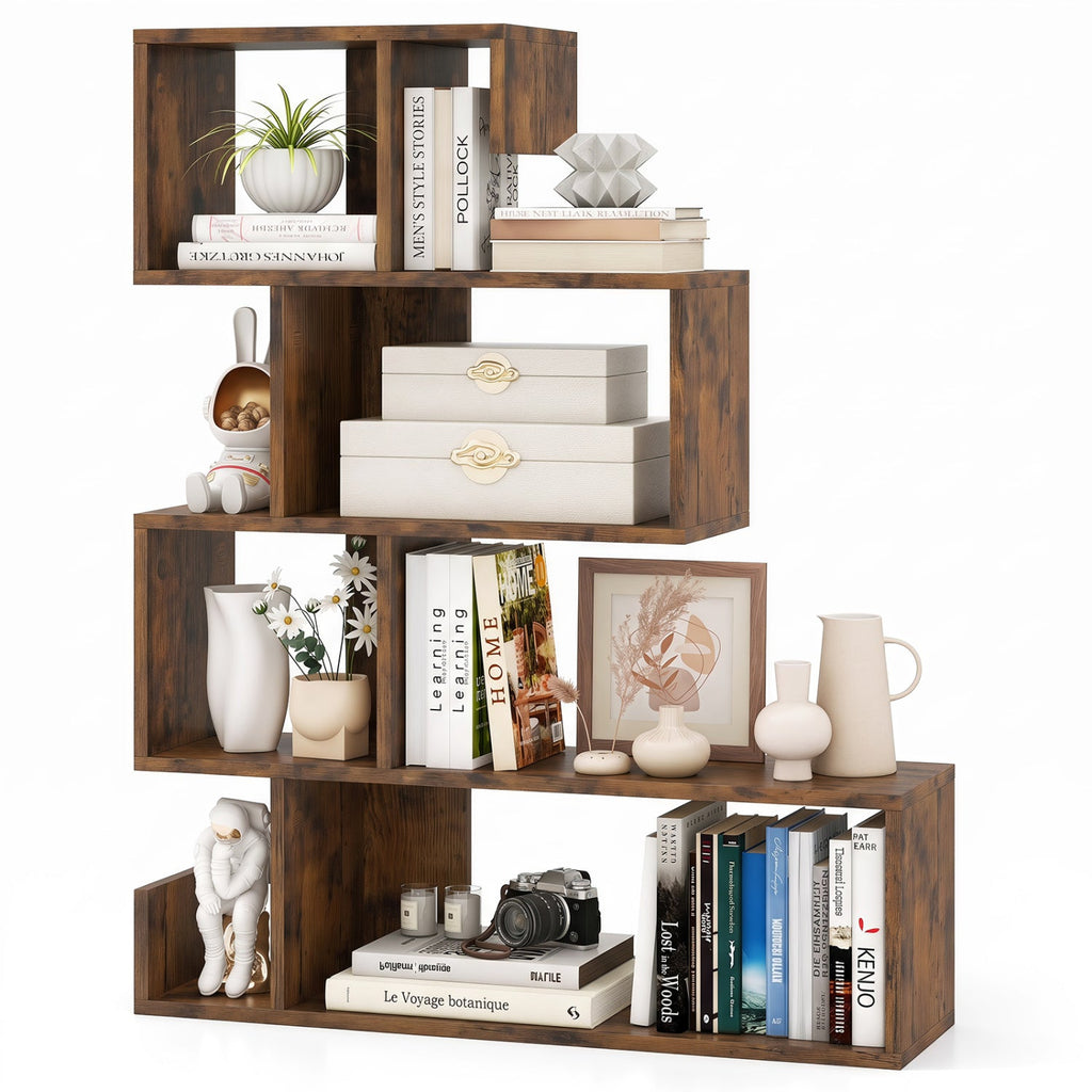 5-Tier S-Shaped Geometric Bookshelf
