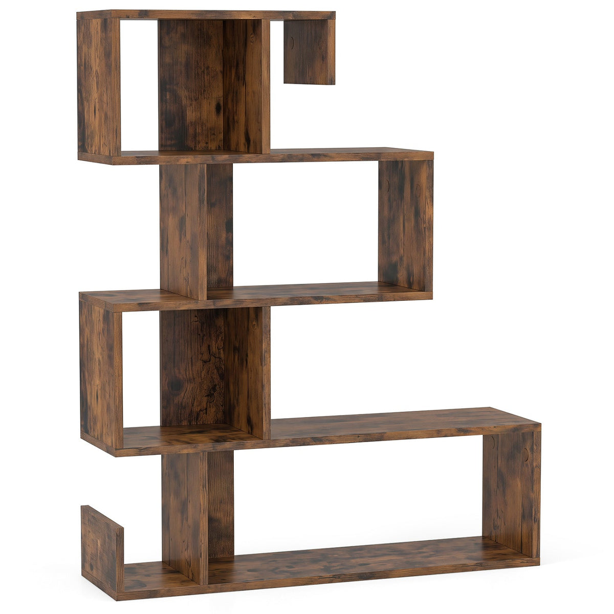 5-Tier S-Shaped Geometric Bookshelf