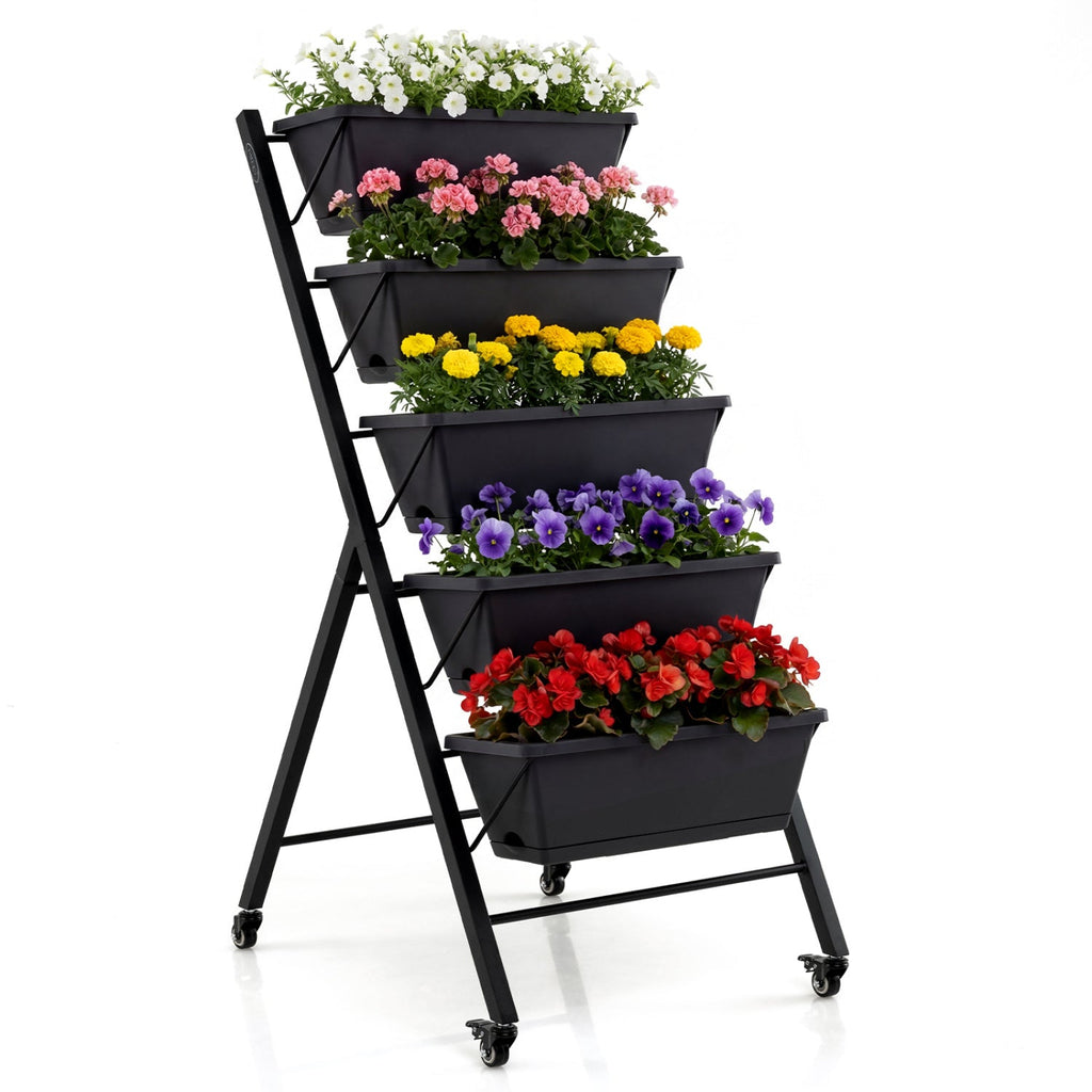 5-Tier Vertical Raised Garden Bed on Wheels