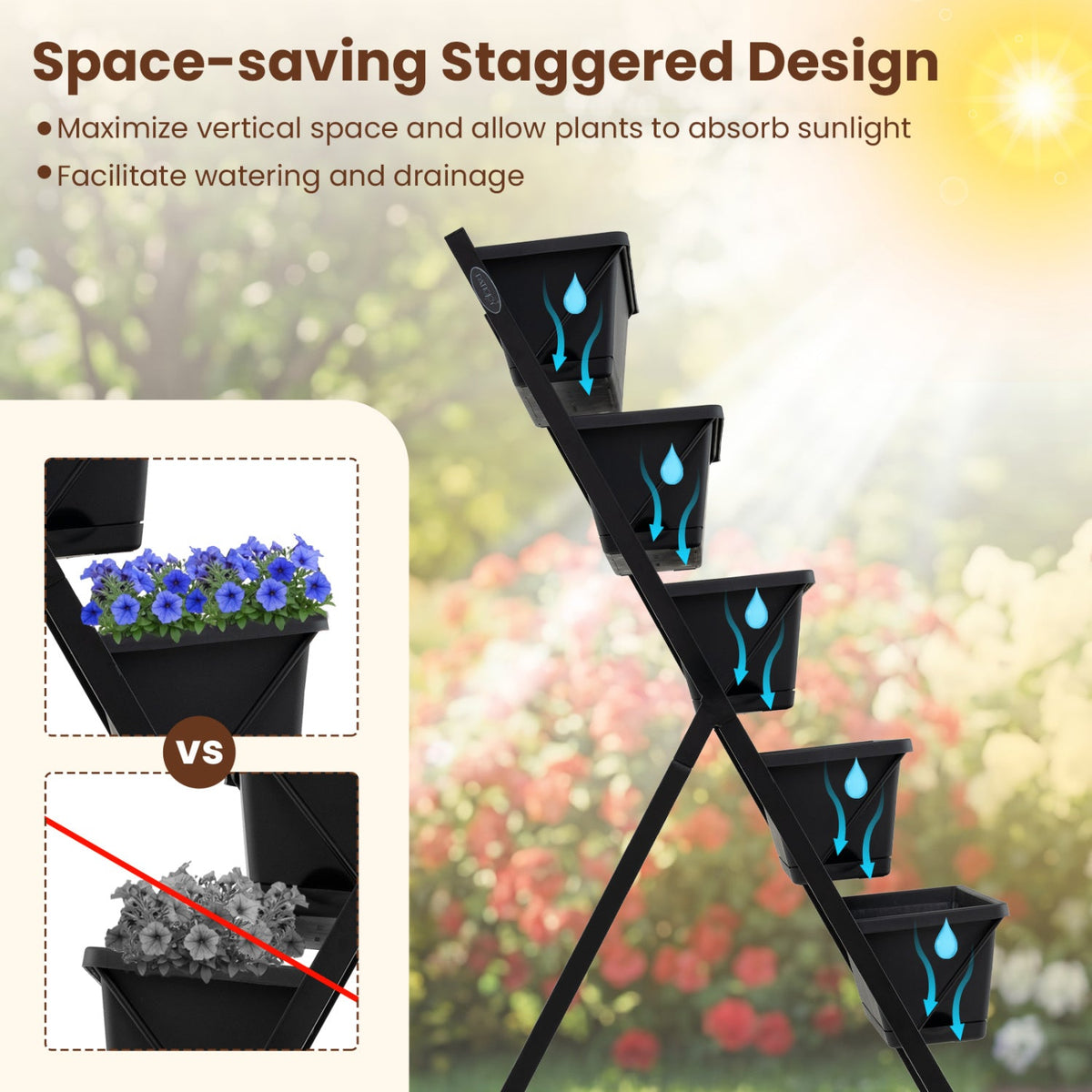 5-Tier Vertical Raised Garden Bed on Wheels