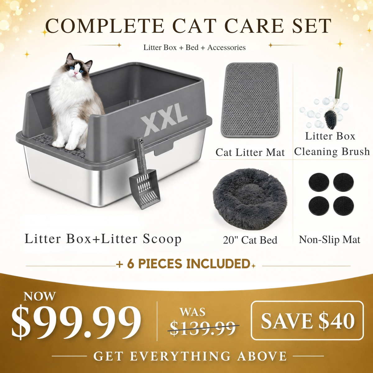 XXL Stainless Steel Cat Litter Box