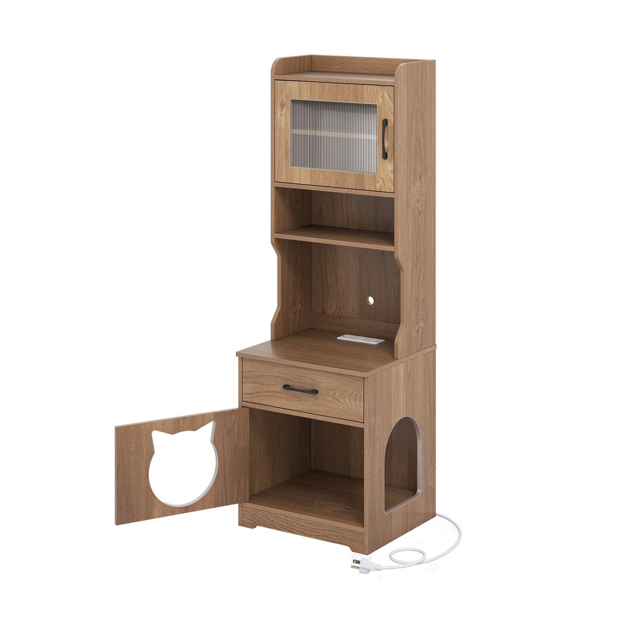 60" Cat Litter Box Enclosure Cabinet