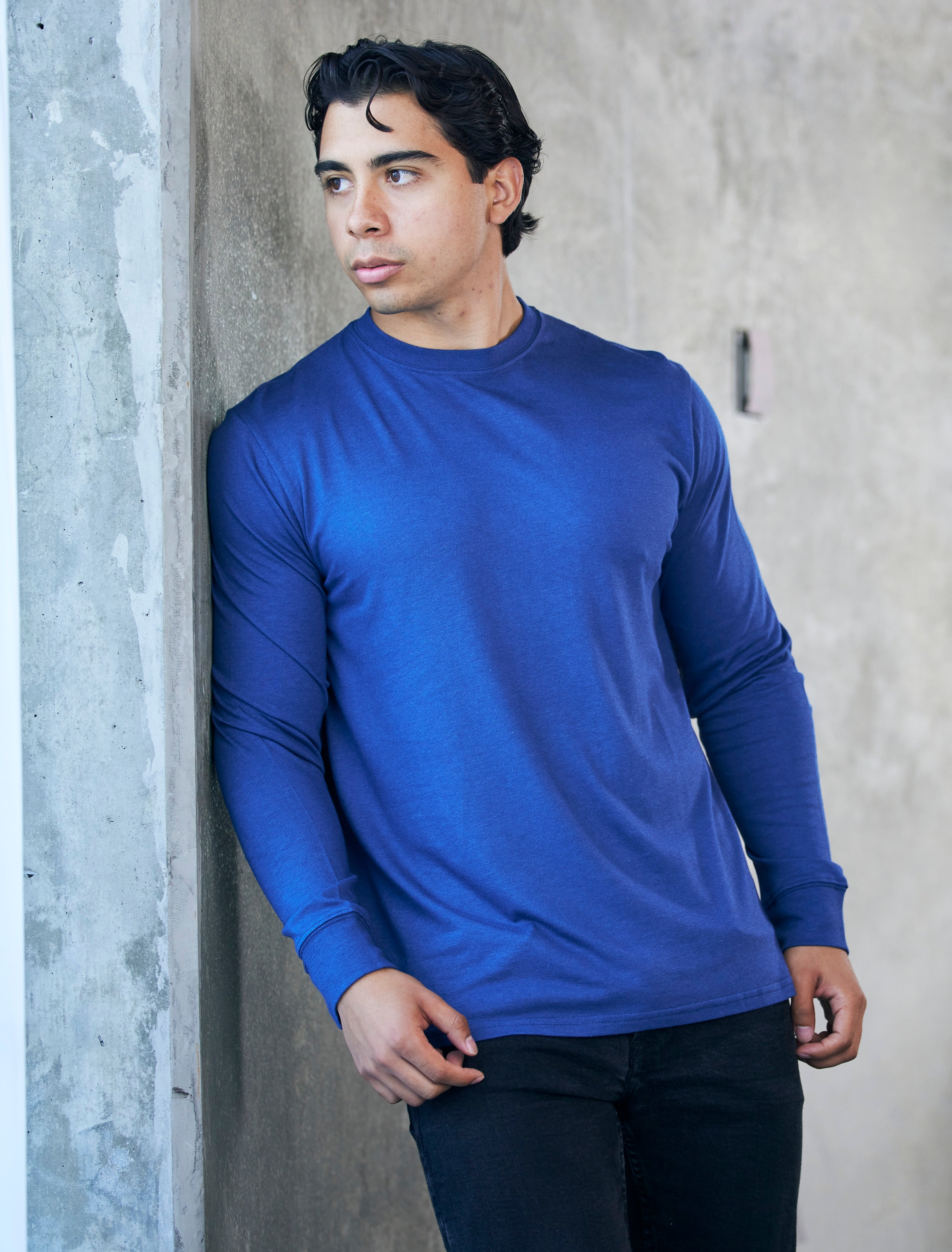 Spun Bamboo Men's Bamboo Viscose & Organic Cotton Long Sleeve Crew Neck T-Shirt