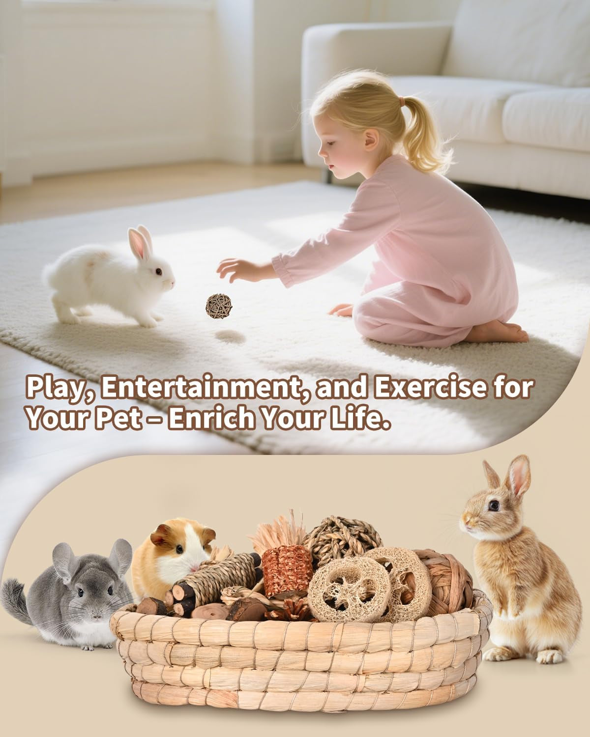 31-Piece Natural Rabbit Chew Toy Set