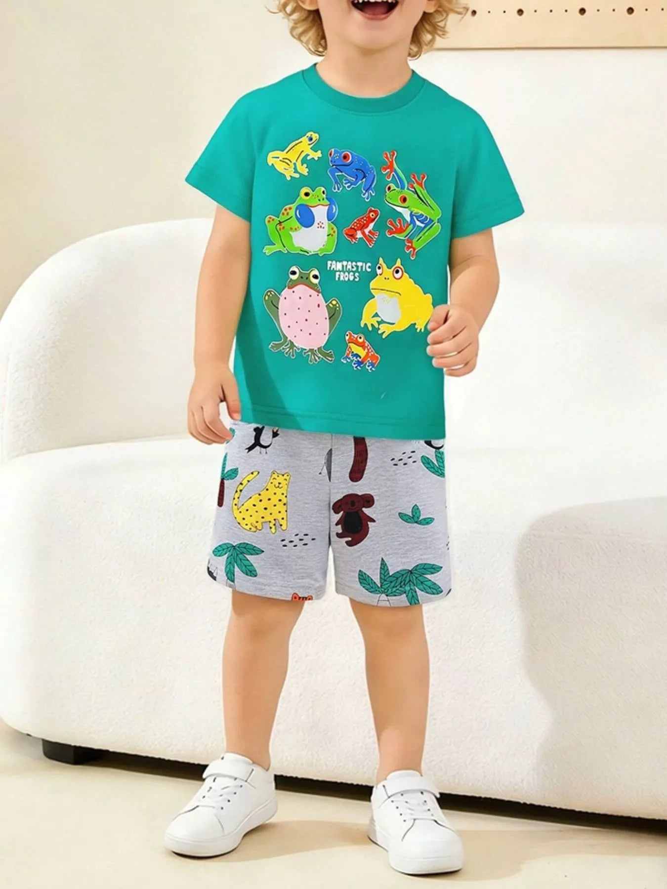 Kids' Frog Print Tee and Shorts Set