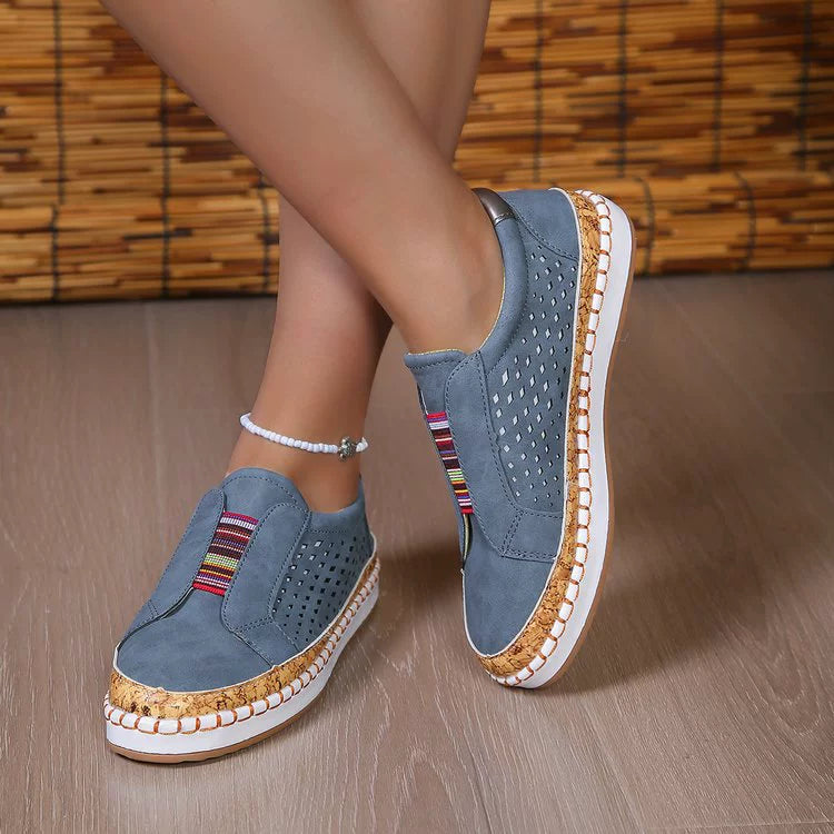 Women's Casual Slip-On Sneakers with Cork Trim Detail