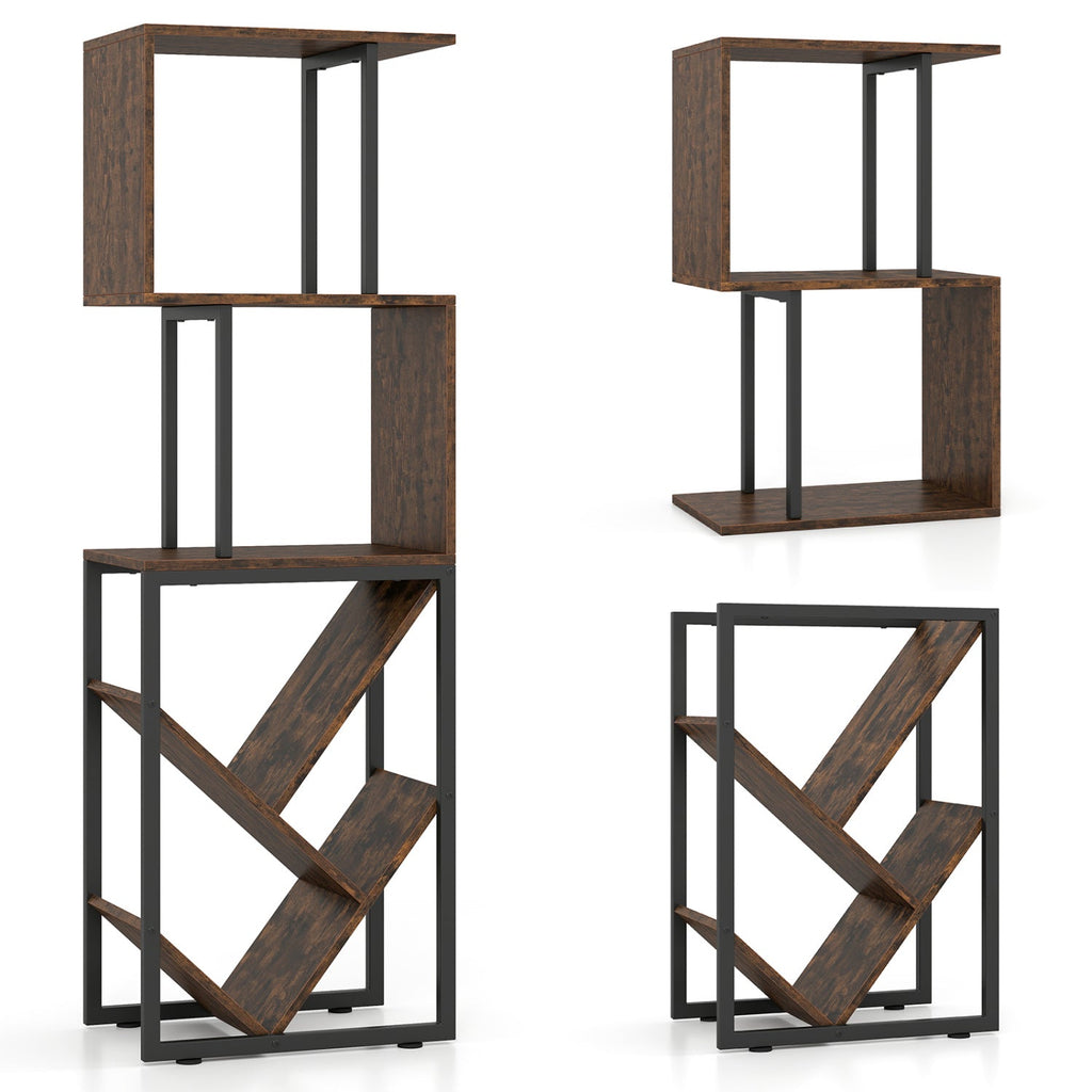 6-Tier S-Shaped Geometric Bookshelf
