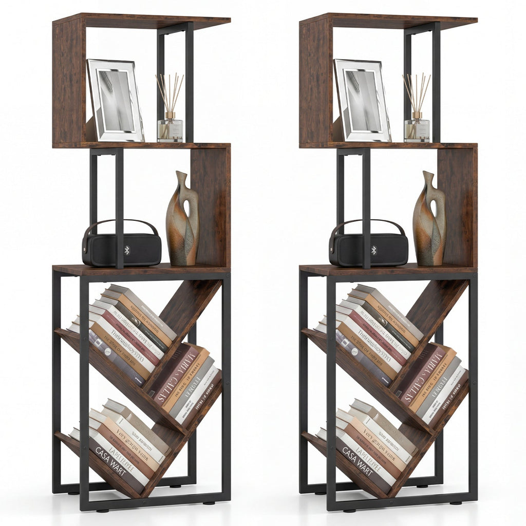6-Tier S-Shaped Geometric Bookshelf