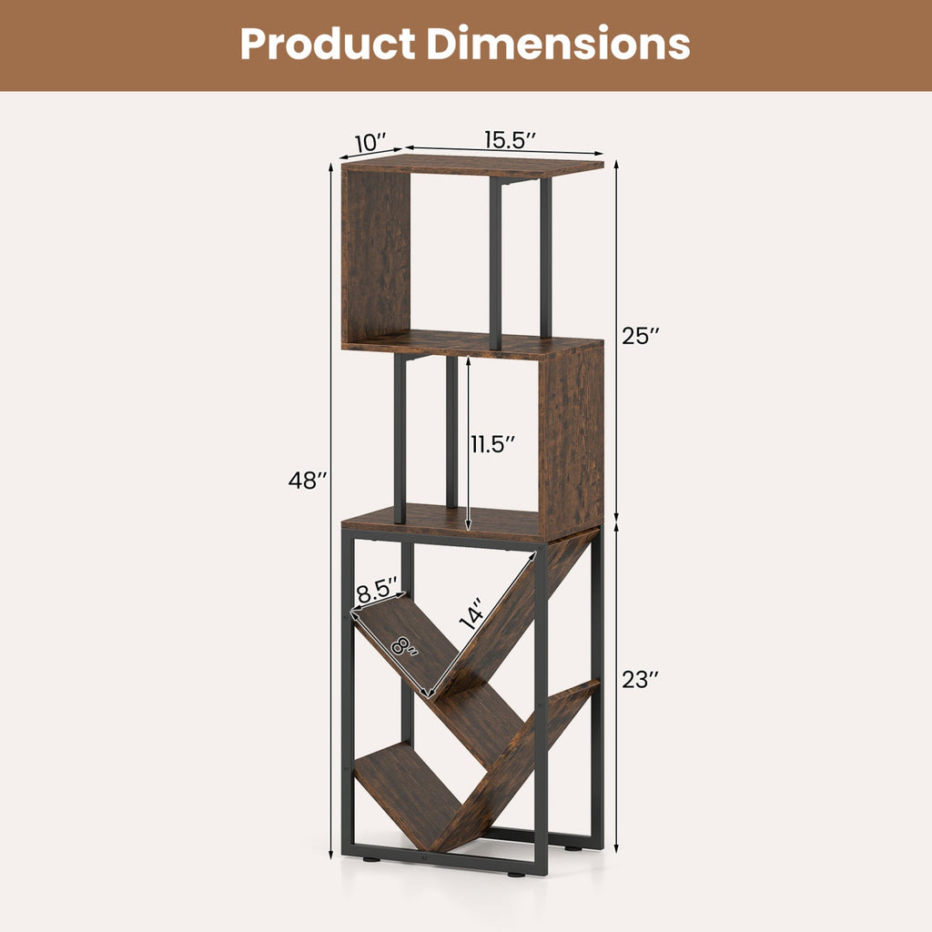6-Tier S-Shaped Geometric Bookshelf