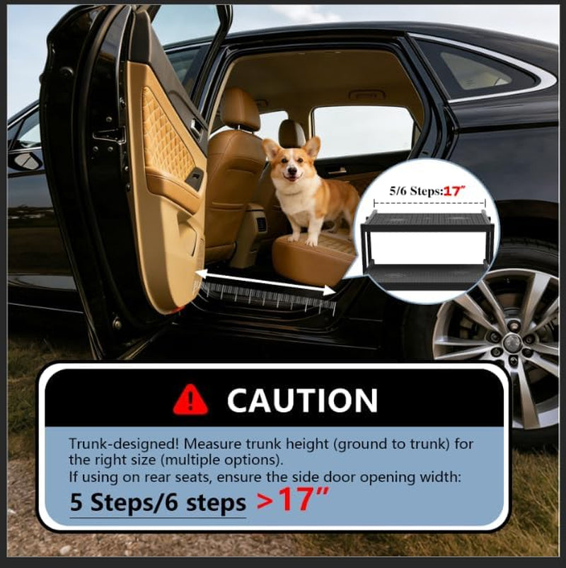 Heavy Duty Dog Car Stairs – Foldable 5-Step Pet Steps for Large Dogs | Up to 220 lbs