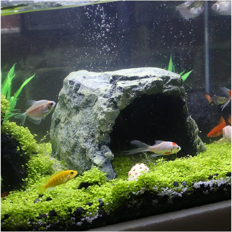 Reptile Rock Hide Cave – Natural Resin Hideout for Lizards, Geckos, Turtles, Frogs & Fish