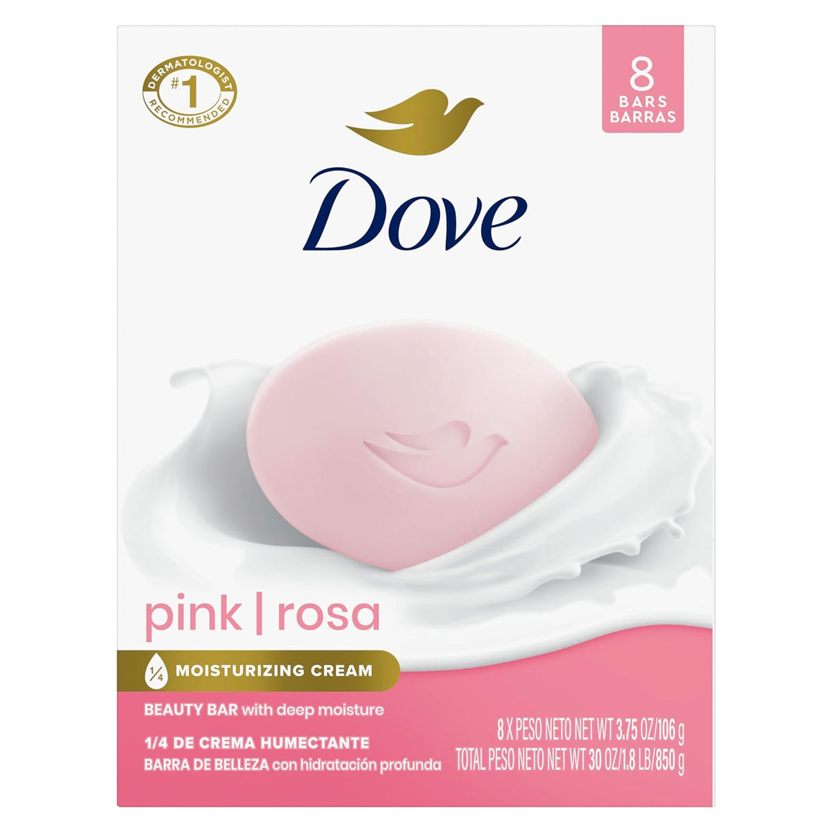 Dove Beauty Bar Soap Pink Rosa — 8-Pack