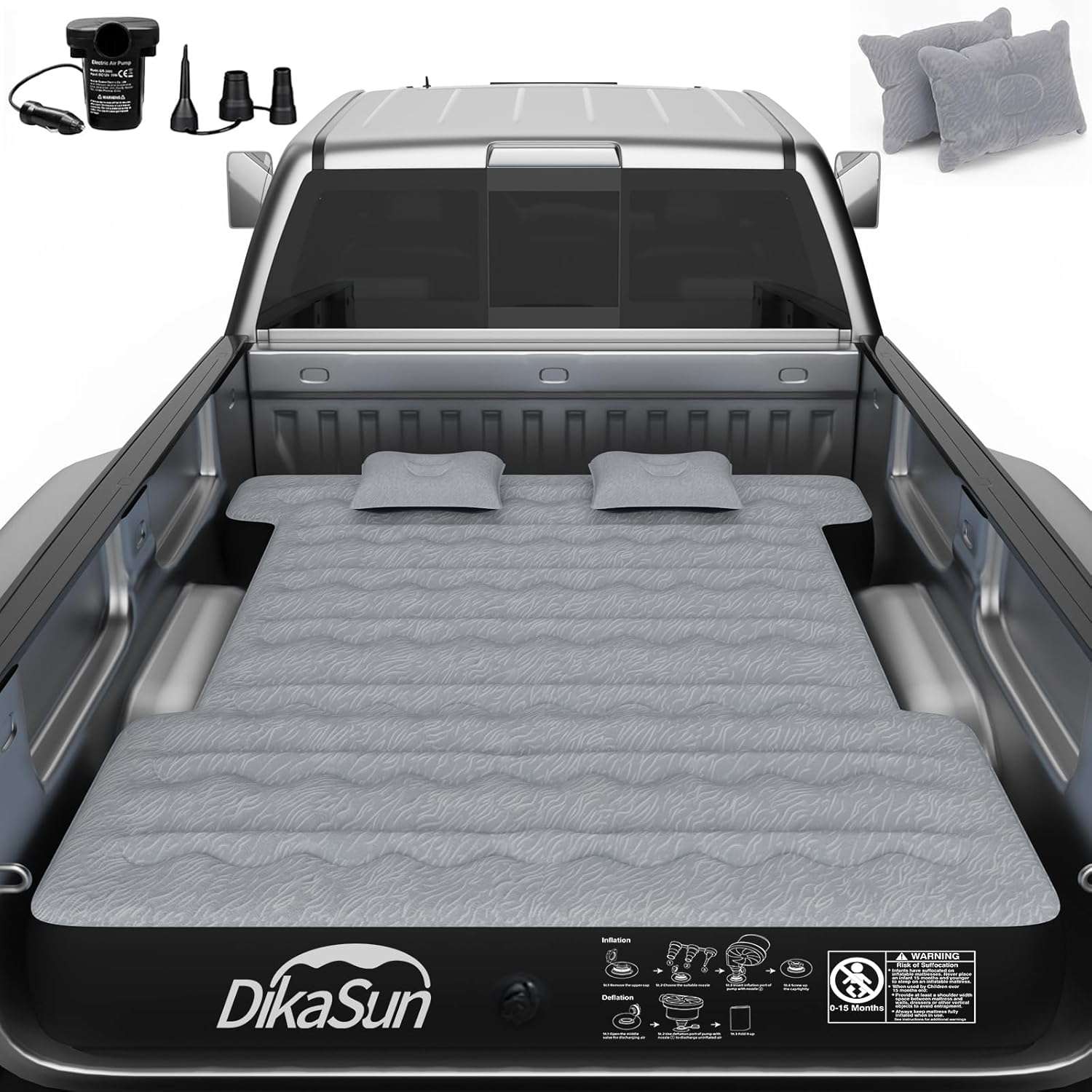 DikaSun 6.0–6.5 ft Full Size Pickup Truck Bed Air Mattress – Black