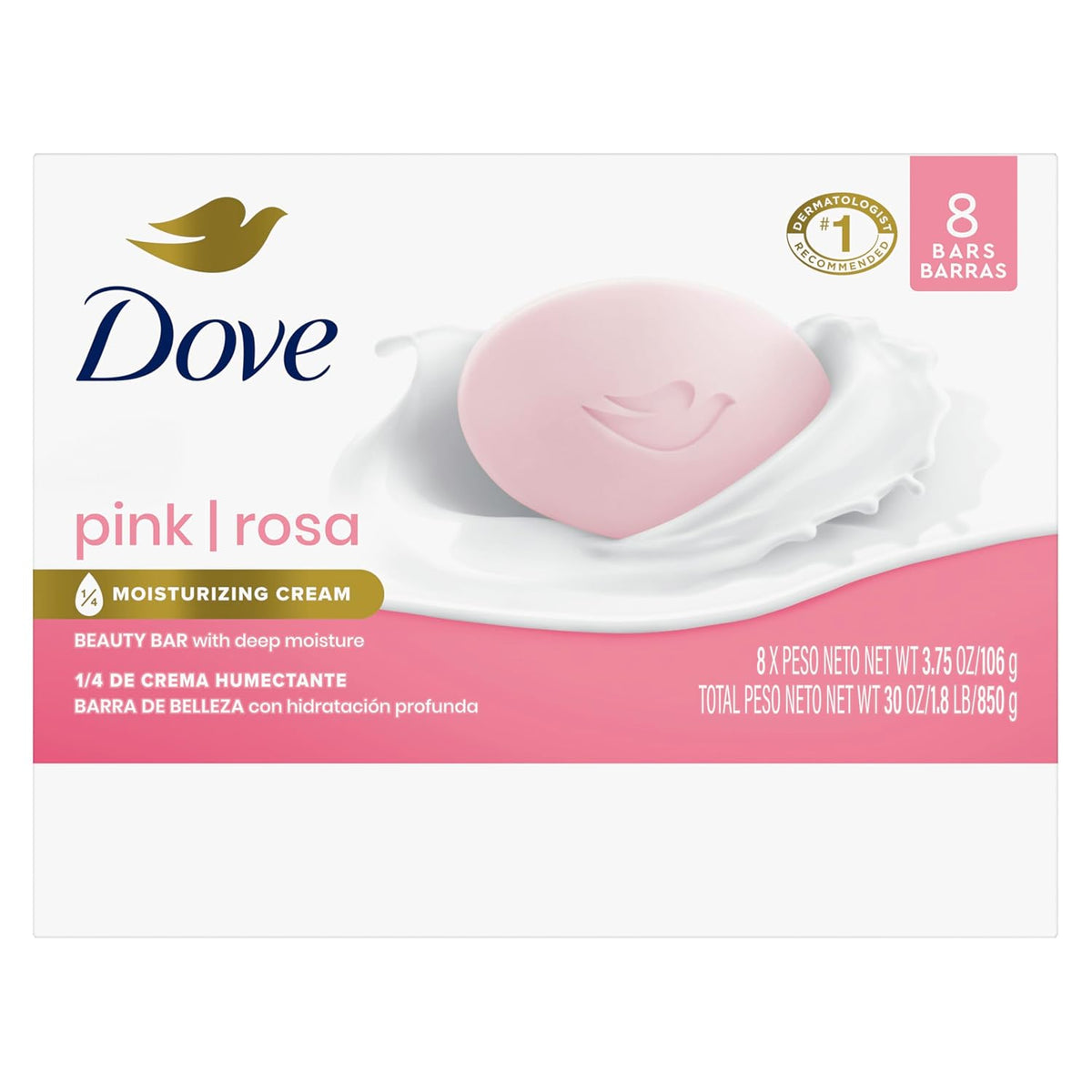 Dove Beauty Bar Soap Pink Rosa — 8-Pack