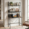 71" Freestanding Ladder Desk with 4 Open Shelves