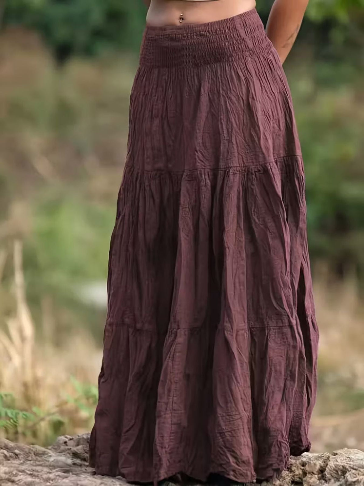 Ruched Tiered Maxi Skirt